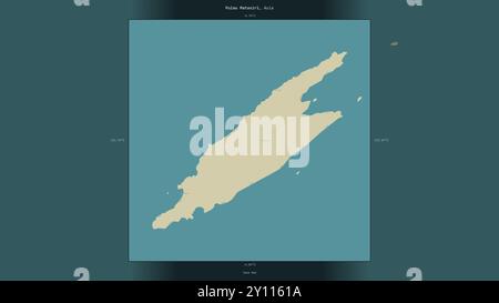 Pulau Matasiri nel Mar di Giava, appartenente all'Indonesia, descritto ed evidenziato su una mappa topografica in stile umanitario OSM Foto Stock