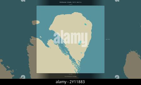 Stefansson Island nei passaggi nord-occidentali, appartenente al Canada, descritta ed evidenziata su una mappa topografica in stile umanitario OSM Foto Stock