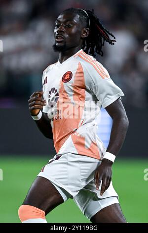 Torino, Italia. 1 settembre 2024. Manu Kone (17 COME Roma) guarda durante la partita di serie A tra Juventus FC e AS Roma allo stadio Allianz di Torino, Italia Soccer (Cristiano Mazzi/SPP) crediti: SPP Sport Press Photo. /Alamy Live News Foto Stock