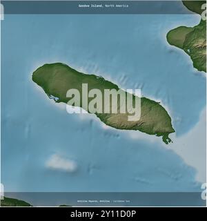 Gonave Island nel Mar dei Caraibi, appartenente ad Haiti, ritagliata in piazza su una mappa colorata di altitudine Foto Stock