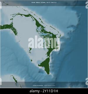 Great Abaco Island nell'Oceano Atlantico settentrionale, appartenente alle Bahamas, ritagliata su una mappa colorata Foto Stock