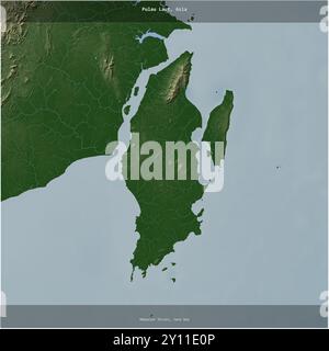 Pulau Laut nel Mar di Giava, appartenente all'Indonesia, ritagliato in quadrato su una mappa colorata di elevazione Foto Stock