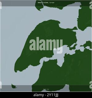 Isola Ummanz nel Mar Baltico, appartenente alla Germania, ritagliata in piazza su una mappa colorata di elevazione Foto Stock