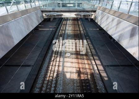 Copenaghen, Danimarca, 24 luglio 2024 - la stazione ferroviaria dell'aeroporto Foto Stock