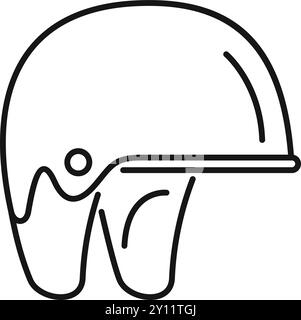Semplice icona del casco da cricket disegnata con linee sottili, perfetta per siti Web o applicazioni sportive Illustrazione Vettoriale
