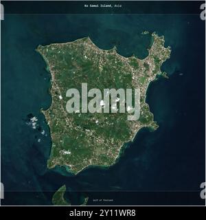 Ko Samui Island nel Golfo di Thailandia, appartenente alla Thailandia, ritagliato in quadrato su un'immagine satellitare scattata l'11 febbraio 2019 Foto Stock