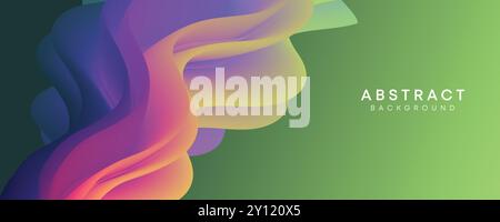 Ondulazione astratta sfondo blu liquido, verde e sfumatura rosa, intestazione sfondo sfumato fluido Abstract Smooth Wave viola, arancione e sfondo sfumato giallo Illustrazione Vettoriale