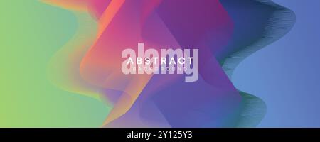 Ondulazione astratta sfondo blu liquido, verde e sfumatura rosa, intestazione sfondo sfumato fluido Abstract Smooth Wave viola, arancione e sfondo sfumato giallo Illustrazione Vettoriale