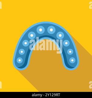 Fermo blu per l'allineamento dei denti utilizzando metodi moderni di ortodonzia Illustrazione Vettoriale