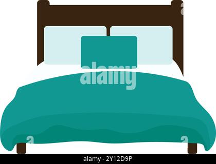 Comodo letto doppio con cuscini e design moderno Vector Illustrazione Vettoriale