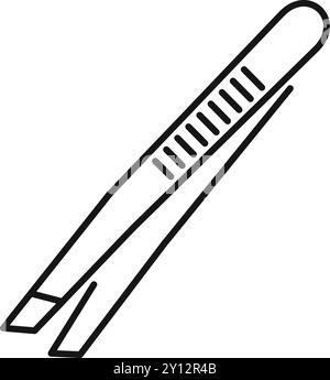 Questa icona delle pinzette illustra uno strumento utilizzato per attività precise, spesso associato a routine di bellezza e procedure delicate Illustrazione Vettoriale