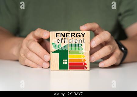 Le case ecocompatibili danno la priorità alla sostenibilità. Utilizza un design efficiente dal punto di vista energetico, fonti di energia rinnovabili, Green House, Concept the Development of sust Foto Stock