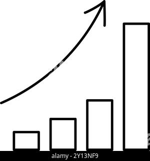 Grafico a barre che mostra un rapido aumento, icone di business per obiettivi, raggiungimento degli obiettivi e obiettivi, illustrazione vettoriale Illustrazione Vettoriale