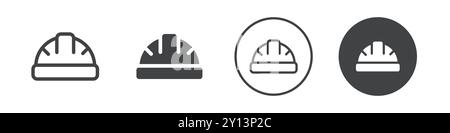 Icona del casco semplice simbolo vettoriale piatto contorno del set di collezioni logo Illustrazione Vettoriale