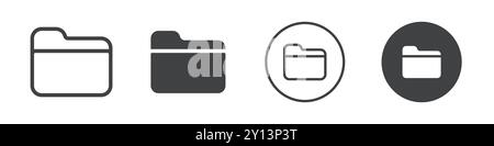 icona cartella simbolo vettoriale piatto semplice contorno del logo del set di collezioni Illustrazione Vettoriale