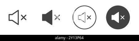 Icona di esclusione audio simbolo vettoriale semplice contorno del logo del set di collezioni Illustrazione Vettoriale