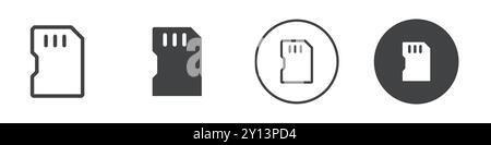 icona della scheda sd simbolo vettoriale semplice contorno del logo del set della collezione Illustrazione Vettoriale