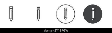 Icona a forma di matita semplice simbolo vettoriale piatto delinea il logo del set di collezioni Illustrazione Vettoriale