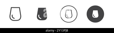 Icona a forma di bicchiere di vino Stemless simbolo vettoriale piatto semplice contorno del logo della collezione Illustrazione Vettoriale