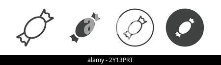 Icona di caramelle avvolte semplice simbolo vettoriale piatto delinea il logo della collezione Illustrazione Vettoriale