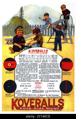 1920 pubblicità Koveralls - "Keep Kids Kleen" - Levi Strauss Co Foto Stock