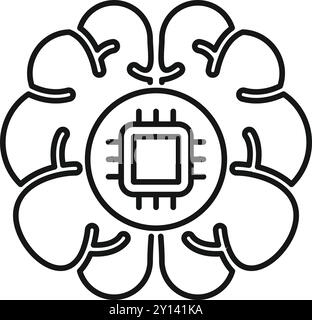 Icona vettoriale line art che rappresenta l'ottimizzazione di un sistema cerebrale, perfetta per progetti relativi allo sviluppo dell'intelligenza artificiale Illustrazione Vettoriale