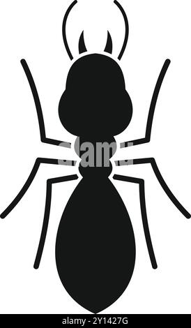 Semplice vettore bianco e nero di una formica, visto dall'alto Illustrazione Vettoriale