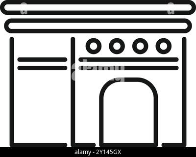 Disegno grafico semplice e minimale del logo che rappresenta la facciata di un palazzo in india Illustrazione Vettoriale