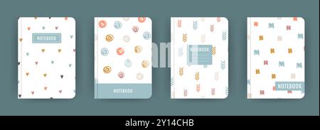 Raccolta di appunti frontespizio. Modelli con elementi bohémien. Perfetto per diari, libri, riviste, riviste, cataloghi, pianificatori e volantini. Vettore Illustrazione Vettoriale