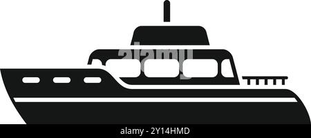 Semplice icona vettoriale di uno yacht di lusso che naviga sull'acqua, vista lateralmente Illustrazione Vettoriale