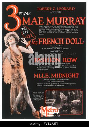 1923 Mae Murray Personality ad, feat. "La bambola francese", "Fashion Row", "Mlle. Midnight' - Metro Picture - Robert Z Leonard presenta Foto Stock