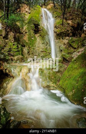 Torrent de Coanegra, cascata es Freu, Orient, Bunyola, Maiorca, isole Baleari, Spagna. Foto Stock