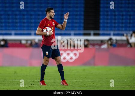 Yokohama, Giappone. 7 agosto 2021. Giochi olimpici: Partita di medaglia d'oro tra Brasile e Spagna allo Stadio Internazionale Yokohama. © ABEL F. ROS Foto Stock