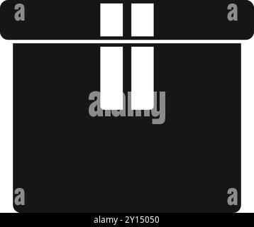 Semplice icona vettoriale di una scatola di cartone chiusa sigillata con due nastri adesivi verticali Illustrazione Vettoriale