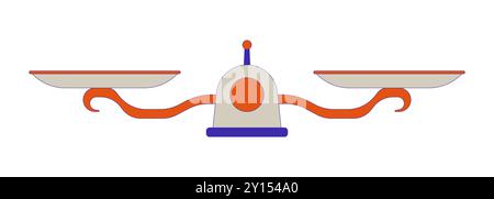 Balance (bilancia) scala l'oggetto cartoon 2D. Illustrazione Vettoriale