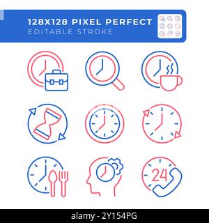 Due icone di linea di colore correlate al tempo impostate Illustrazione Vettoriale