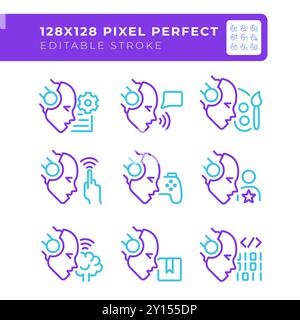 Utilizzo AI due icone di linea colorate impostate Illustrazione Vettoriale