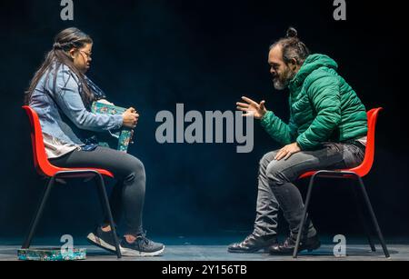 Spettacolo di Amleto di Down's Syndrome Actors del Teatro la Plaza, Edinburgh International Festival, Scozia, Regno Unito Foto Stock