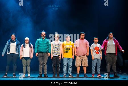 Spettacolo di Amleto di Down's Syndrome Actors del Teatro la Plaza, Edinburgh International Festival, Scozia, Regno Unito Foto Stock