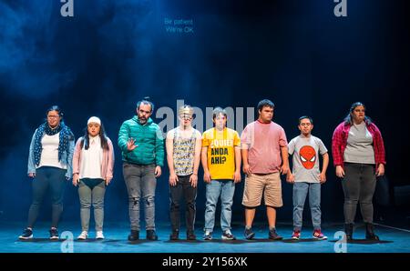 Spettacolo di Amleto di Down's Syndrome Actors del Teatro la Plaza, Edinburgh International Festival, Scozia, Regno Unito Foto Stock