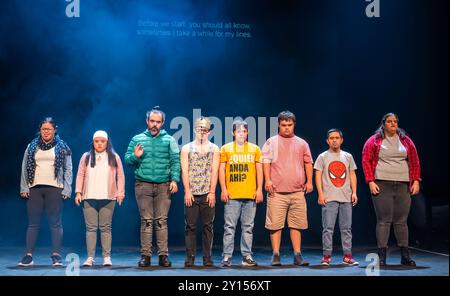 Spettacolo di Amleto di Down's Syndrome Actors del Teatro la Plaza, Edinburgh International Festival, Scozia, Regno Unito Foto Stock