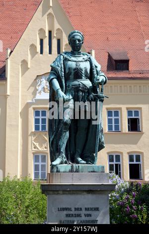 Germania, Baviera, Landshut, statua di Giorgio "il ricco", duca di Baviera anni '1400 Foto Stock