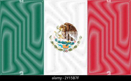 Giorno dell'indipendenza del Messico 16 settembre. Sfondo vettoriale flag Messico stile scarabocchio. Poster, cartolina, banner. Viva Mexico. Illustrazione Vettoriale