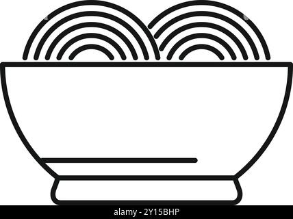 Una ciotola di spaghetti viene servita per il design iconico della linea della cena Illustrazione Vettoriale