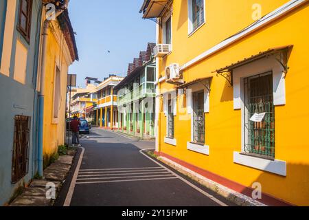 Colonia di Fontainhas a Goa Foto Stock