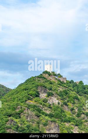 Castelli di Sterrenberg vicino a Kamp-Bornhofen sul fiume Reno, Germania Foto Stock