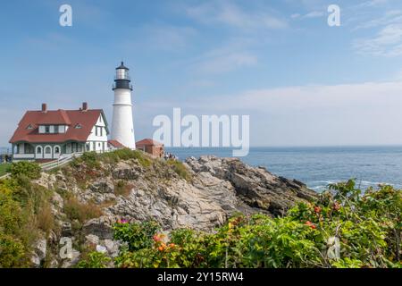 Portland Head Light House 1791 Cape Elizabeth Maine, faro, Stati Uniti Foto Stock