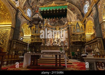 La Valletta, Malta - 23 agosto 2019: Interno della concattedrale di San Giovanni. Cattedrale cattolica dedicata a San Giovanni Battista. E' stato costruito dalla Foto Stock