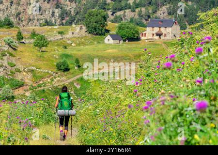 Rifugio Biadós, Viados, valle Añes Cruces, parco naturale Posets-Maladeta, Huesca, catena montuosa dei Pirenei, Spagna. Foto Stock