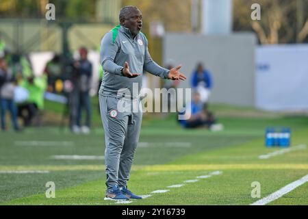 Bogotà, Colombia. 4 settembre 2024. Techo Metropolitan Stadium Christopher Danjuma Musa, allenatore nigeriano, durante la partita tra Germania e Nigeria, per il secondo round del gruppo D della Coppa del mondo femminile FIFA U-20 Colombia 2024, al Techo Metropolitan Stadium, questo mercoledì 04. 30761 (Julian Medina/SPP) credito: SPP Sport Press Photo. /Alamy Live News Foto Stock